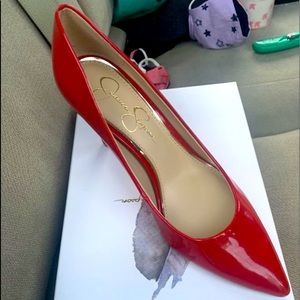 Jessica Simpson red pumps